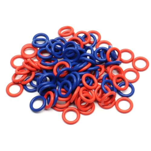 (100 Pack) Soft Stitch Ring Markers for Knitting and Crochet - Flexible, Snag-Free Rubber Stitch Markers (Small Size for Needle Sizes 0-8, Red & Blue) - size: Small (Needle 0-8), Red & Blue
