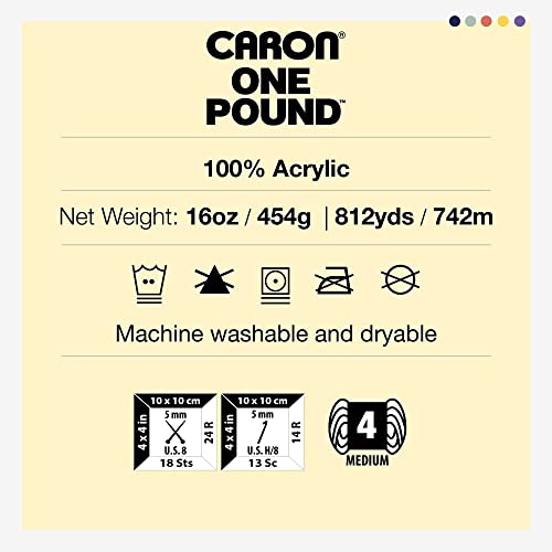 Caron One Pound Acrylic Yarn for Crocheting Soft, Sun Yellow, 2-Pack | #4 Worsted Yarn, 100% Acrylic, Soft Yarn for Crocheting Blankets, Warm Garments & Knitting Crafts, 812yd, 453g/16oz per skein - color: Sun Yellow, size: 2 Pack
