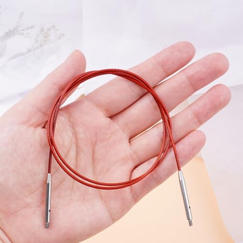 WAZAIGUR Interchangeable Circular Knitting Needles Cable 24inch/60cm | Durable, Smooth, Fit Interchangeable knitting needles, Polished Metal Connector Head, Metallic Cable - size: 24inch/60cm