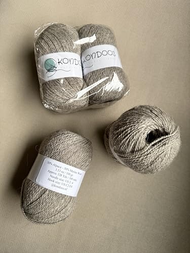 Alpaca Yarn Blend Set of 2 skeins, 2-ply Super Soft Yarn for Hand Knitting and Crocheting (2 Skein with ABT. 200 gr / 7,55 Oz) (Gray) - color: light gray