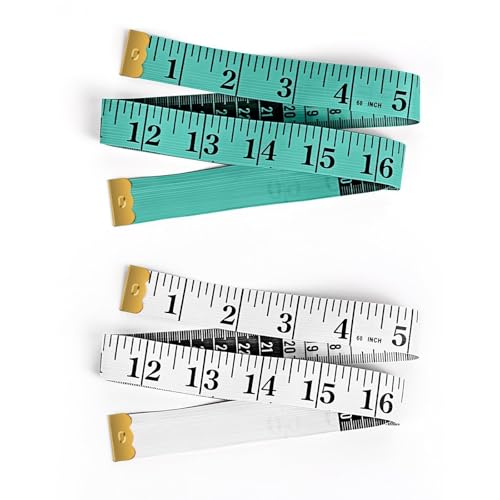 2Pcs 60-Inch Length and 2CM Width Soft Tape Measure, Fabric Sewing Measurement, Tailors Double Flexible Rulers, Body Measuring Tape, Body Shaping, Managing Weight Measurement (Green and White) - color: A4-Green/White
