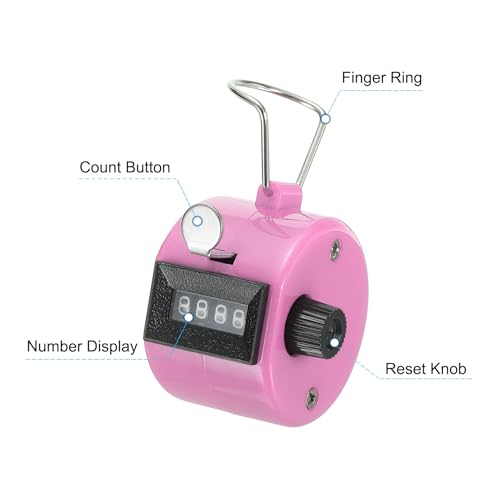 PATIKIL Clicker Counter, Handheld Tally Counter Mechanical Click Pitch Counter for Coaching Knitting, Golf, Lap, Fishing - color: Pink