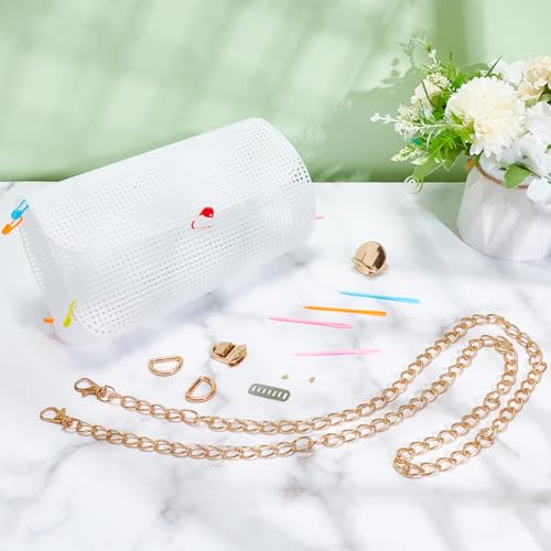 WADORN DIY Knitting Crochet Bag Making Kit Canvas Mesh Sheet for Embroidery | Acrylic Weaving Crafts Bag Project, Women Handmade Bag Materials Set,Women Birthday Valentine Christmas Gift, 8.7X4.9 Inch - size: 8.7x4.9 Inch