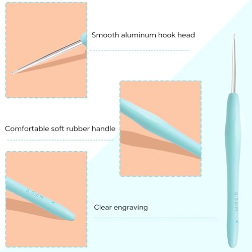 Small Size Crochet Hook Lace Crochet Needle, 0.5mm Crochet Hook, Ergonomic Crochet Hooks，Embroidery Thread Knitting Weaving Tool (0.5 mm) - size: 0.5mm