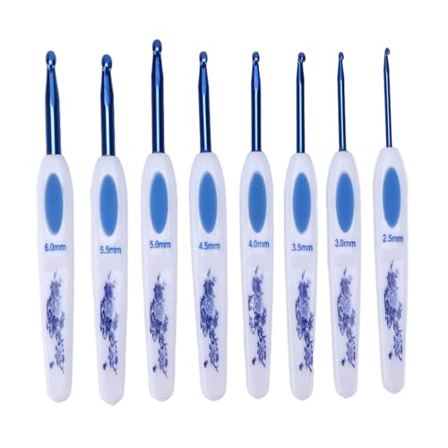 Crochet Hooks Set, 16 PCS Ergonomic Crochet Hooks Set Metal Crochet Hook Set Crochet Hooks Kit with Case Hand Knitting Yarn (Blue) - color: Blue