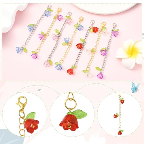 7-70Pcs Angel Wing Pendants Charms Miexed Color Acrylic Beads Charms Golden Dangle Pendants with Lobster Claw Clasps for Necklaces Bracelets Earrings Jewelry Making and Crafting - color: Golden Chain Flower -10 pcs