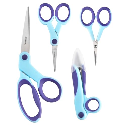 SCAIKTIG Premium Sewing Scissors Bundle, 8" Heavy Duty Fabric, 5" Embroidery, 4" Small Detail Scissors, 5" Thread Snips, Tailoring, Dressmaking, Quilting, Arts&Craft Supplies, Blue - color: Blue(8“/5”/5“/4”)