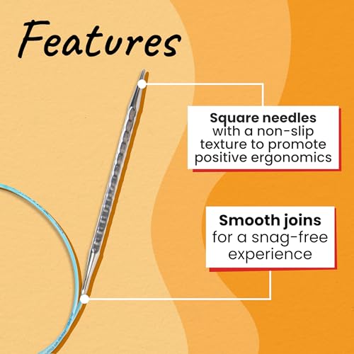 skacel by addi Rocket 2 (Squared) Circular Knitting Needles, Fixed 24 Inch (60 cm) Plated Brass Tips with Flexible Nylon Cord, 3 mm (US Size 2)