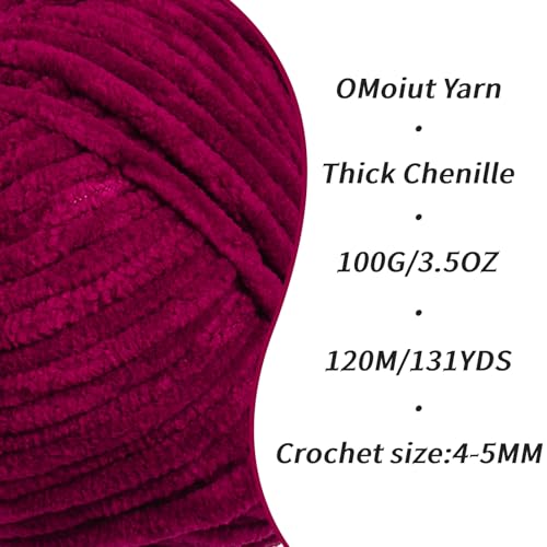 Fluffy Velvet Yarn for Crocheting, Chunky Chenille Baby Blanket Yarn for Crocheting, Soft Fuzzy Puzzle Yarn for Knitting, 100g/3.53oz Bulky Thick Amigurumi Crochet Yarn（Burgundy） - color: Burgundy