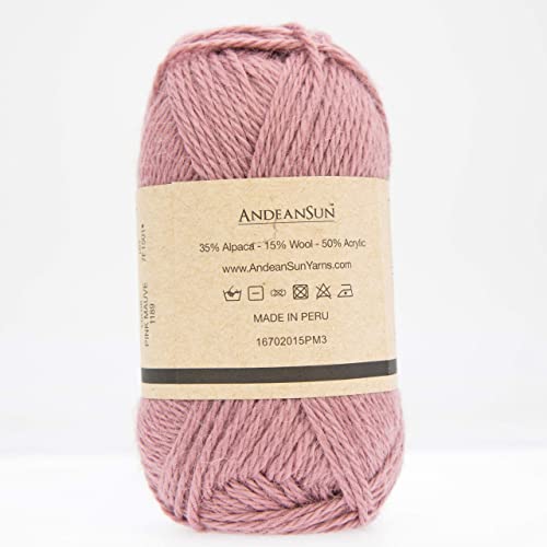 [ Set of 3 Small Gorgeous Skeins ] Alpaca Yarn Blend [ Umayo ] [ DK ] #3 (5.25 Ounces/150 Grams Total) Lovely and Soft to Enjoy Knitting - Crocheting - Weaving [ Pink Mauve ] - color: Pink Mauve