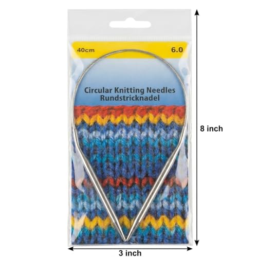 Stainless Steel Circular Knitting Needles 16 Inch / 40cm, US 10（6mm） - size: 16inch-US10-6mm