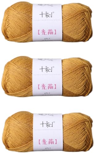 Linen Rayon Lyocell Blend Yarn, Superfine Fingering Weight (1), 150g/5.29oz (3 Strands, 50g/230yds per Strand)- 11 Mustard - color: SM11-Mustard