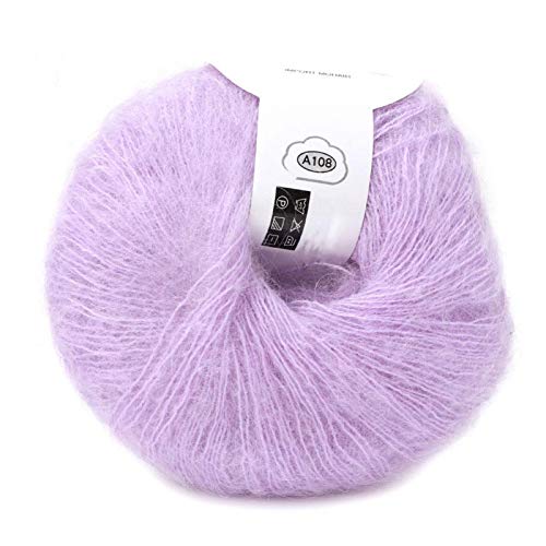Mohair Knit Soft Angora Long Wool Yarn Hot with a Crochet Popular for DIY Weave(Violet)