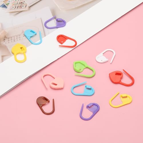 PATIKIL Crochet Stitch Markers, 200Pcs Plastic Knitting Markers Needle Pin Locking Stitch Marker for Sewing Crocheting DIY Craft, Red - color: Red