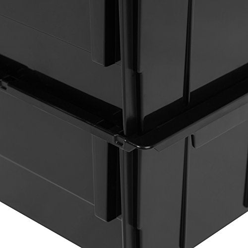 IRIS USA 6-Pack, Extra Large Stackable Storage Bins, Black | Organize small parts, hardware, craft supplies, pantry items, and household essentials with open-front access, stackable bins - size: X Large - 6 Pack