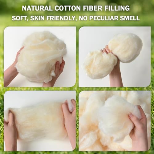 Cotton Stuffing 1000g/2.2lb Natural Yellow Soybean Fiber Craft Filler | Soft Amigurumi Stuffing, Perfect for Teddy Bears, Stuffed Animals, Crochet Projects & DIY Handcrafts - color: 1000g Cotton Stuffing Natural Yellow