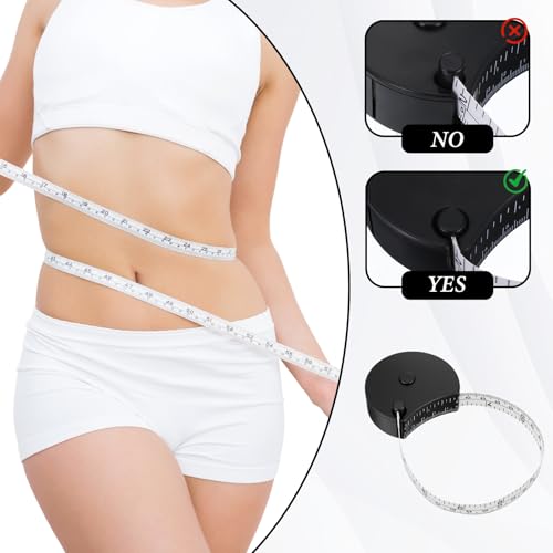 Ouligay Tape Measure for Body with Locking Mechanism 60in/150cm Automatic Telescopic Tape Measure, Retractable Measuring Tape for Body Measurements, Fitness, Weight Loss, Tailor, Sewing, Handcrafts