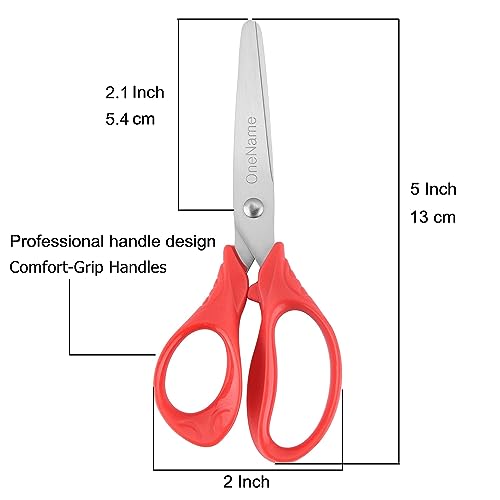 OneName Safety Blunt Tip Kids Scissors 8 Pack, School Supplies Ages 4+ | Ergonomic Comfort-Grip Handles, Stainless Steel Blades, Perfect for Student, Classroom, Crafting DIY Arts Home - color: Right-handed 8pack Pink,green,blue,red
