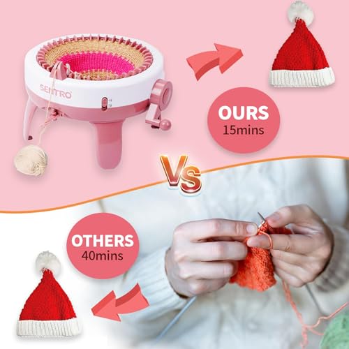 SENTRO Knitting Machine 40 Needles, Circular Loom for Beginners, Hat Scarf | Circular Knitting Loom, Dual Panel & Tube Mode, 4 Yarn Tension Settings, for 3-5mm Wool Yarn, for Kids & Adults