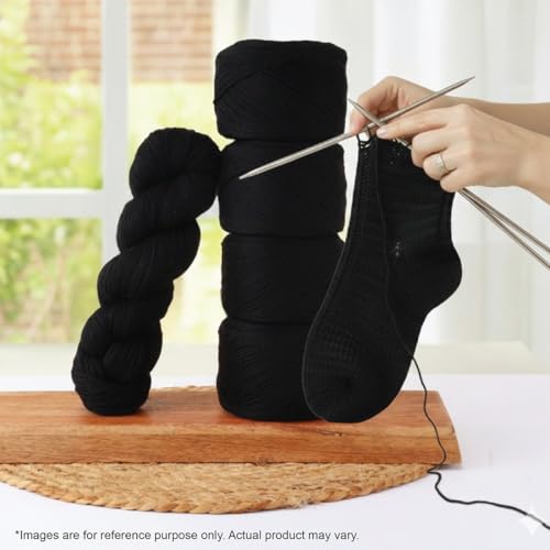 KnitPro Symfonie Fingering Weight Merino Wool Yarn 100g, Jet Black | 75% Extrafine Merino & 25% Polyamide, 438yds, OEKO-TEX Certified, Superwash, Colorfast, #1 Yarn Skein for Knitting & Crochet - color: Jet Black