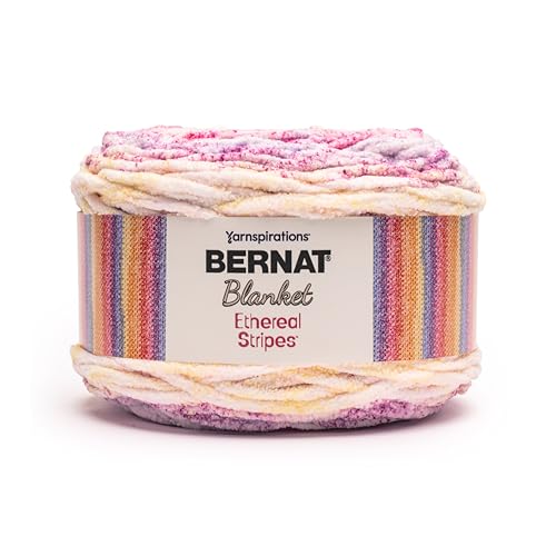Bernat Blanket Ethereal Stripes Soft Yarn for Crocheting, Bouquet 2-Pack | #6 Super Bulky Yarn, 100% Polyester, Self-Striping Blanket Yarn for Crochet, Knitting & Crafts, 220yds, 300g/10.5oz per skein - color: Bouquet
