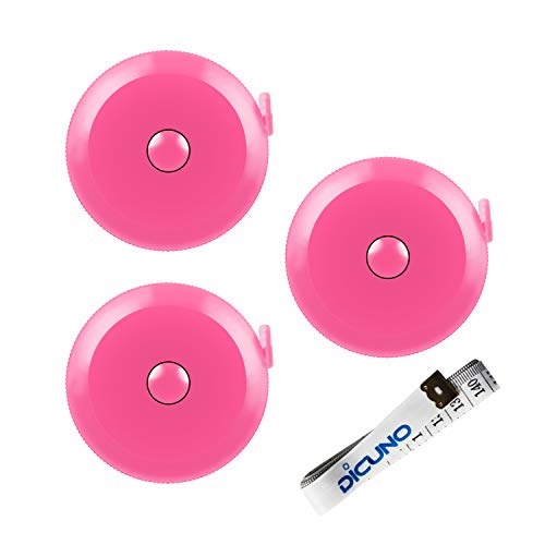 DiCUNO 3-Pack Soft Retractable Measuring Tape, 60-Inch 1.5 Meter, Pink | Measuring Tape for Pocket, Body Tailor Sewing Craft Cloth, Medical Nursing, Tape Measure - color: Pink*3pcs