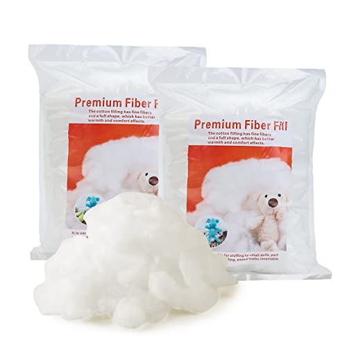 300g/10.58OZ Premium Polyester Fiber, Fiber Fill Stuffing, White High Resilience Fill Fiber for Stuffed Animal Crafts, Pillow Filling and Fiberfill DIY Dolls - size: 300g