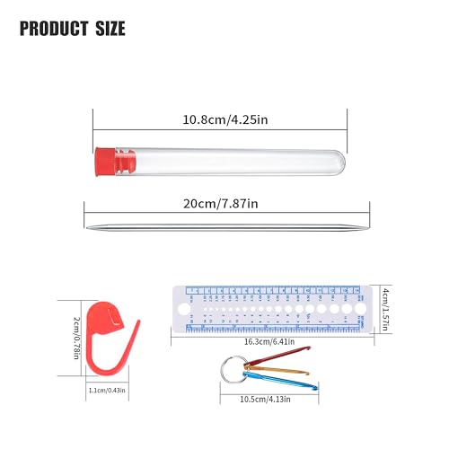 woshilaoDS 35pcs Double Pointed Knitting Needle Sets, 20 cm/7.8 inch Stainless Steel Metal Knitting Needles with Double Ended for Beginner, Sock Knitting Gauge 2 mm/2.5 mm/3 mm/3.5 mm/4 mm/4.5 mm/5 mm