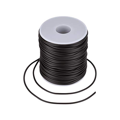 Beadthoven 2mm Hollow Pipe Rubber Tube Cords, 54.68Yards Barber Cord for Knitting Stitch Holder, Tubing Rubber Cord with Spool for Bracelet Jewelry Making DIY Crafts 1mm Hole - Black - color: Black, size: 2mm