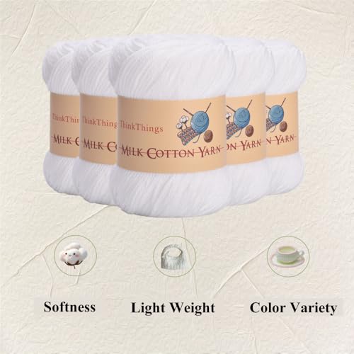 Acrylic Yarn for Crocheting Bulk, DIY Knitting Pure White Yarns, 6PLY 10Balls 17.6 Ounces Pack, Solid White Crocheting Thread, Beginner-Friendly - color: pure white