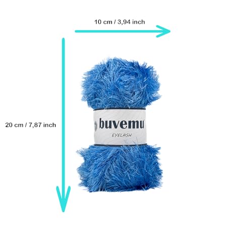 Eyelash Fun Fur Yarn for Crochet, Knitting & Crafts, Blue | 100% Polyester, 100 g (3.53 oz), 175 yd (160 m), Ideal for Amigurumi, Graduation Leis, Bags, Rugs, Scarves & Plush Toys - color: Blue, size: 1 Pack