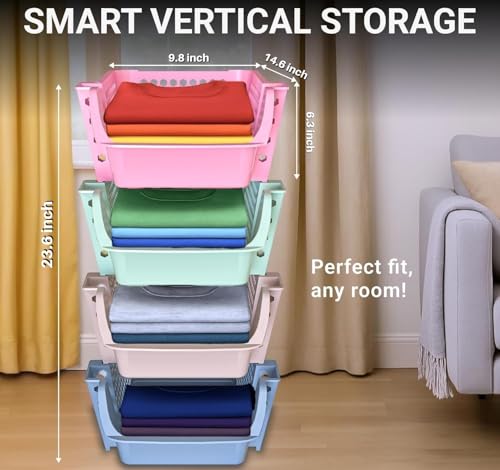 Skywin Stackable Storage Bins Open Front for Pantry Storage, 4 Pack - Multi | Sturdy Plastic, Easy Stacking, Breathable & Open Front Design, Pantry Storage for Snacks, Toiletries, and Small Essentials - color: Multi