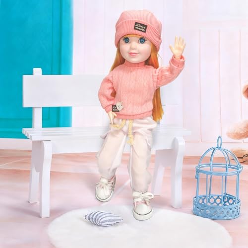 12 Inch BJD Fashion Girl Doll, 15 Movable Joints, Exquisite Hair and Trendy Casual Outfits (Casual wear-Pink) - color: Pink
