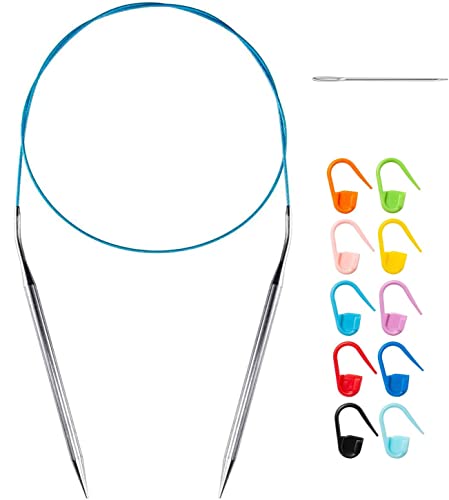 32"Size 13 (9mm) Circular Knitting Needle for Beginners, Stainless Steel Circle Knitting Needles with Fixed Lace Cord, Round Metal Knitting Needles with Magic Loop for Sock, Blankets, Sweater, Gloves - color: Size US 13 (9mm)