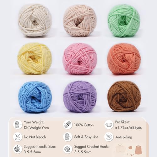 NICEEC 4 Skeins Soft Baby Cotton Yarn 352yds/7.04oz - Skin | Crochet & Knit, DIY Project Starter Kit，Handbag，Sun Hat，Shoes， Shopper Bag - color: Skin