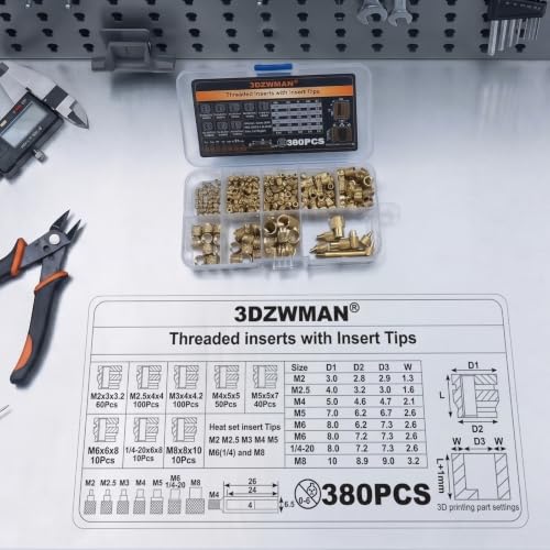 Vertical Heat Set Insert Tool Press for Plastic Parts & 3D Print Components | Insertion Height 210mm,with 380PCS Threaded Inserts and quick change M2-M8 sizes heat insert tips & 60W Soldering Iron - color: ZW12H+