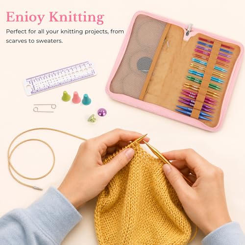 Katech 13 Pairs Interchangeable Circular Knitting Needles (3.0mm~10.0mm) | Knitting Needle Set with Flexible Cables-Perfect for Sweater/Beanie Hat/Blanket/Afghan/Socks-Ideal Gift for Beginners - size: 4.53 inch（interchangeable）