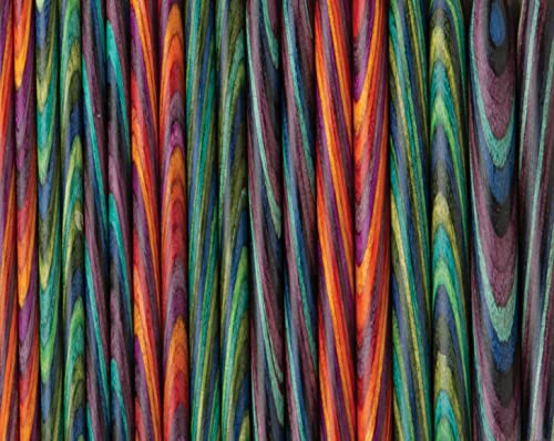 Knit Picks Mosaic Wood Short Interchangeable Knitting Needles Set US 4-10 | 7 sizes of 2.75 inch long knitting needles in multicolor, includes cables, end caps, and connectors. - color: Mosaic