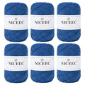 NICEEC 6 Skeins Soft Tape Yarn-Dark Blue | Crocheting Craft Paper Yarn Easy Crochet Raffia Yarn Ribbon Yarn for DIY Craft Gift Wrapping Total Length 1.76oz*2/109yds*2 - color: Dark Blue, size: 6 Pack
