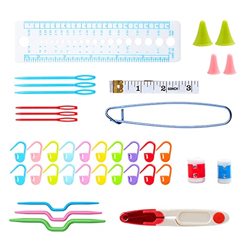 Professional Knitting Tools Pack, Included 36 Pcs Knitting Needles and Accessories and Portable Case, Durable and Beautiful Knitting DIY Kit for Any Project - color: White