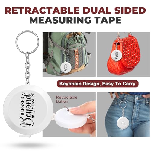 12 Pack Christian Keychain Measuring Tape Ruler Retractable Measure Tape Women Christian Favor for Body Sewing Fabric Tailor Cloth Craft Medical Measurement(White) - color: White