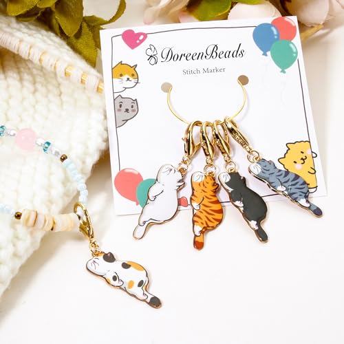 DoreenBeads Stitch Markers for Crocheting and Knitting | Alloy Enamel Crochet Marker Crochet Gifts for Knitting Weaving Sewing Accessories Quilting Jewelry Making - color: Lying Cats
