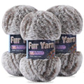 Faux Fur Yarn Soft Fluffy for Crocheting - 3 Skeins(Each 3.5oz/100g, 71yd/65m) - Chunky & Fluffy Yarn for Crochet Amigurumi, Blankets, Hand Knitting, Scarves &Crafts (3, Flax Brown) - color: Flax Brown
