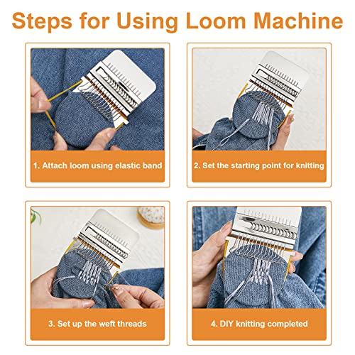 Jexine Speedweve Mini Darning Loom 14 Hooks Darning Egg for Socks Kit | Small Visible Weaving Loom Machine, Knit Mending Patch Kit, 9 Eye Needles 50 Thread for Handcraft DIY Weaving Repair Tool - color: Silver, size: 14 Hooks, style: Egg