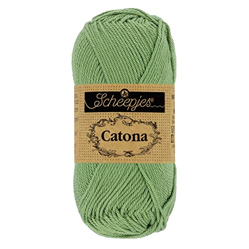 Scheepjes Catona 50 g Cotton Yarn, Color 212 Sage Green, 1 Ball - color: 212 Sage Green, size: 1x50g