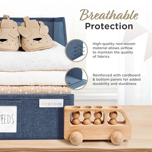 Open Front Trapezoid Closet Bins, Closet Storage Organizer for Shelves - color: Navy Blue