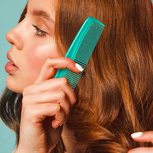 Leinuosen 12 Pieces Pocket Hair Combs, Fine Tooth Combs, Cyan-blue | Plastic Hair Care for Men Women, Portable Travel Size, for Barber Salon Hair Dressing Use, Not Breakable, Peines Para Cabello - color: Cyan-blue