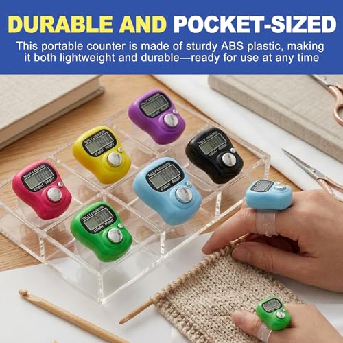 10 Pack Digital Finger Clicker Counter, Hand Tally Clickers for Counting Knitting, Crochet Row, Lap. Pitch & People Counter with Adjustable Ring, LCD Clicker for Classroom Sports