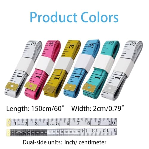 2Pcs 60-Inch Length and 2CM Width Soft Tape Measure, Fabric Sewing Measurement, Tailors Double Flexible Rulers, Body Measuring Tape, Body Shaping, Managing Weight Measurement (Blue and Yellow) - color: A10-Blue/Yellow