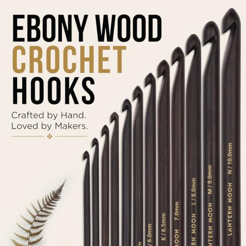Lantern Moon Ebony Wood Afghan/Tunisian Crochet Hook | US Size L (8mm) - size: US L (8mm)